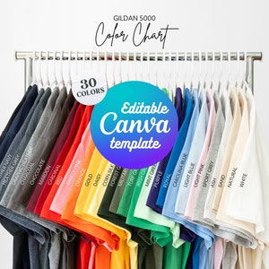 Gildan 5000 Color Chart Printful Tshirt 5000 Farbpalette Optionen G500 Color Swatch 5000 t-shirt Farbführer Gildan 5000 Farbführer Mockup