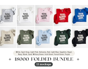Folded Gildan 18000 Mockup Bundle Gildan Folded Flat lay Mockup Bundle Black Folded Sweatshirt Mockup White Gildan 18000 Flatlay Crewneck