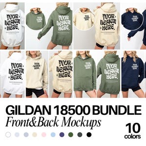Front and Back Gildan 18500 Mockup Bundle Front Back Hoodie Mockup Bundle Black White Mock Print on Back Oversized Hoodie Whole Shop Bundle