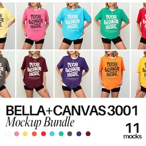 11 Colors Bella Canvas 3001 TShirt Mockup Bundle Bella Canvas 3001 Shirt Mockup Bundle Oversized Mockup Bella Model 3001 Mockup Bundle
