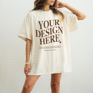 Comfort Colors 1717 Natural Mockup C1717 Natural Mockup Ivory C1717 Mockup Oversized Mockup Soft Cream Tshirt Mockup Shirt Mockup Model