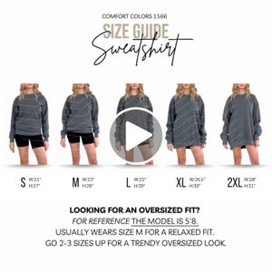 Comfort Colors 1566 Video Size Chart Oversized Sweatshirt Size Chart Canva Template POD Video Size Guide Mockup Shirt Unisex Mock Sizechart image 1