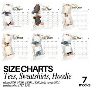 Size Chart Gildan CC1717 Mockup Tshirt Sizing Guide in Inches Unisex Size Chart Unisex Sizing Model Mock up Unisex Tee Size Chart Bundle image 1
