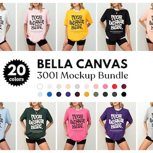 20 Colors Bella Canvas 3001 TShirt Mockup Bundle Bella Canvas 3001 Shirt Mockup Bundle Oversized Mockup Bella Model 3001 Mockup Bundle