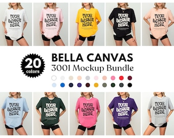 20 Colors Bella Canvas 3001 TShirt Mockup Bundle Bella Canvas 3001 Shirt Mockup Bundle Oversized Mockup Bella Model 3001 Mockup Bundle