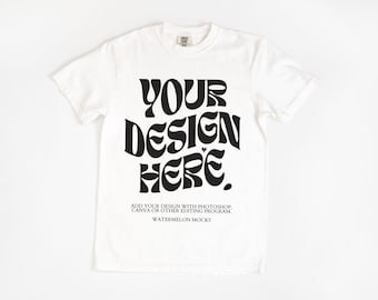 Comfort Colors 1717 White Mockup White C1717 Shirt Flat Lay Mockup Folded Tshirt Mockup Comfort Colors Mockup Flatlay Mock
