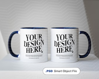 11oz Accent Mug Ceramic Mug Mockup PSD Mockup Mug Navy Blue Accent Mug Mockup Colored Mug Mockup Coffee Mug Mockup Accent Cup Mockup