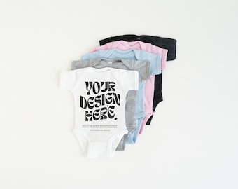 Rabbit Skins 4400 Baby Bodysuit Flat Lay Couple Mockup Kids Couple Mockup 4400 White Mockup Onesie Mockup Aesthetic Mockup