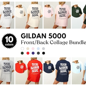 Gildan 5000 Mockup Bundle Front and Back Mockup 5000 Bundle Shirt Mockup White Mockup Front Back Oversized Mockup Natural Gildan 5000 Mockup