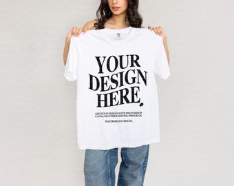 Comfort Colors Mockup White Mockup C1717 White Mockup Oversized Tshirt Model Mockup White C1717 Mockup T-Shirt Mock KZ1