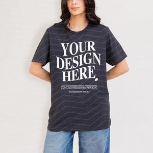 Dark Heather Bella Canvas 3001 TShirt Mockup Dark Heather Bella Canvas 3001 Shirt Mockup Oversized Mockup Bella Canvas Model Mockup Tee KZ1