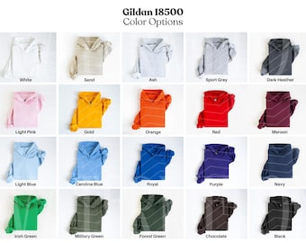 Gildan 18500 Color Chart Printful Hoodie 18500 Color Options Gildan Color Swatch g185 Color Guide Size Chart 18500 Model Color Palette