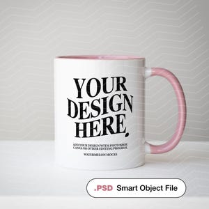 11oz Accent Mug Ceramic Mug Mockup PSD Mockup Mug Pink Accent Mug Mockup Colored Mug Mockup Coffee Mug Mockup Accent Cup Mockup