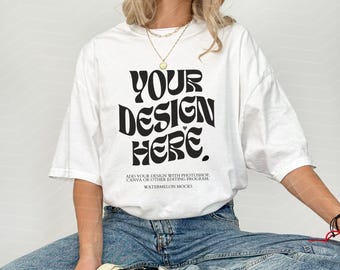 Comfort Colors Mockup White Mockup C1717 White Mockup Oversized Tshirt Model Mockup White C1717 Mockup T-Shirt Mock
