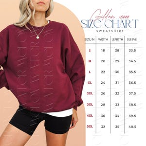Gildan 18000 Size Chart Mockup Size Chart Unisex Sweatshirt 18000 Sizing Guide Model Mock Size Chart Gildan 18000 Sweatshirt Mockup