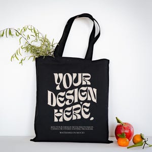 Canvas Tote Bag Mockup Cotton Tote Bag Shopping Bag Mockup Shopping Tote Mock Up Black Shopping Bag Mockups Print On Demand Digital JPG