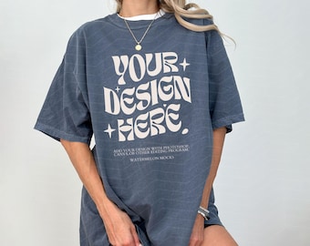 Comfort Colors Mockup Denim Mockup C1717 Denim Mockup Oversized Tshirt Model Mockup Denim C1717 Mockup Blue T-Shirt Mock Denim 1717 Mockup