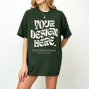 Gildan 5000 Forest Green TShirt Mockup 5000 TShirt Mockup Forest Green Mockup Oversized Mockup Gildan 5000 Mockup Model Mockup G500 Mockup