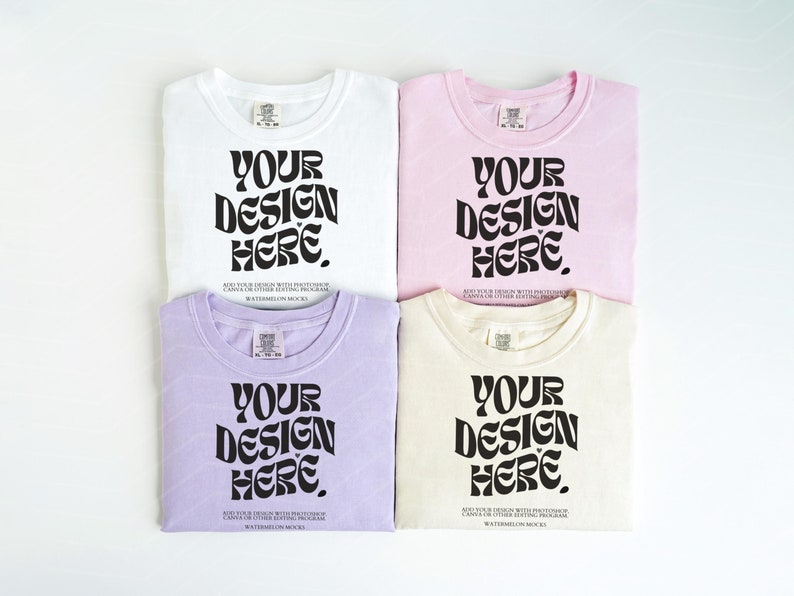 Group Comfort Colors 1717 Mockup Family Mockup White Blossom Mockup White Blossom Flat Lay Mockup Comfort Color Mockup c1717 mockup image 1