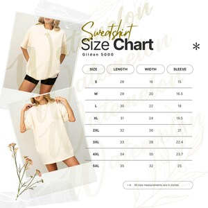 Size Chart Gildan CC1717 Mockup Tshirt Sizing Guide in Inches Unisex Size Chart Unisex Sizing Model Mock up Unisex Tee Size Chart Bundle image 5