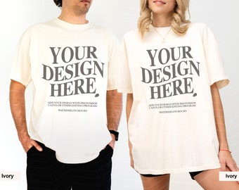 Couple Comfort Colors C1717 Ivory Ivory Mockup C1717 Couple Mockup C1717 Mockup Male Mockup Shirt Men Mockup Group Mockup