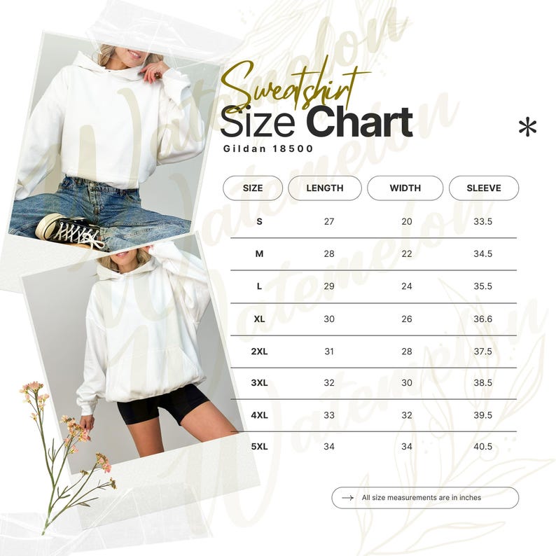 Size Chart Gildan CC1717 Mockup Tshirt Sizing Guide in Inches Unisex Size Chart Unisex Sizing Model Mock up Unisex Tee Size Chart Bundle image 7