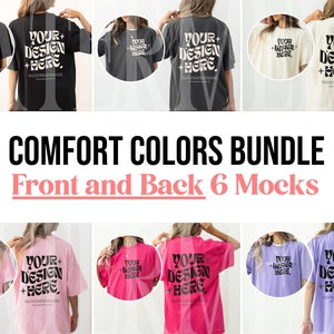 Comfort Colors Mockup Bundle Front and Back Tshirt Mockup Bundle Pepper C1717 Ivory Black Mockup Print on Back Oversized Tshirt Model Mockup