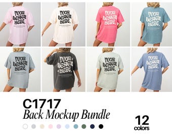 Comfort Colors 1717 Mockup Bundle Back Tshirt Mockup Bundle C1717 T-Shirt Back View Mock-up Bundle Print on Back Oversized Tshirt Model Mock