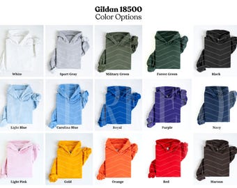 Gildan 18500 Color Chart Printful Hoodie 18500 Color Options Gildan Color Swatch g185 Color Guide Size Chart 18500 Model Color Palette