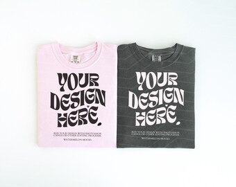 Couple Mockup Comfort Colors 1717 Mockup Blossom Pepper Mockup Comfort Colors Tshirt C1717 Folded Shirt Mock up Flat lay Friends Mockup