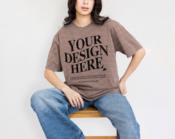 Comfort Colors Mockup Espresso Mockup C1717 Espresso Mockup Oversized Tshirt Model Mockup Espresso C1717 Mockup T-Shirt Mock KZ1