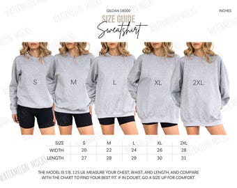 Gildan 18000 Size Chart Oversized Sweatshirt Size Chart Canva Template POD Size Guide Mockup Sweatshirt Unisex Mock up Sizechart Editable