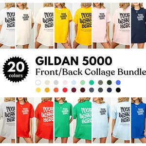 Gildan 5000 Mockup Bundle Front and Back Mockup 5000 Bundle Shirt Mockup White Mockup Front Back Oversized Mockup Natural Gildan 5000 Mockup