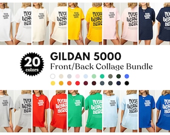 Gildan 5000 Mockup Bundle Front and Back Mockup 5000 Bundle Shirt Mockup White Mockup Front Back Oversized Mockup Natural Gildan 5000 Mockup
