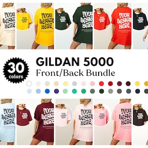 Gildan 5000 Mockup Bundle Front and Back Mockup 5000 Bundle Shirt Mockup White Mockup Front Back Oversized Mockup Natural Gildan 5000 Mockup