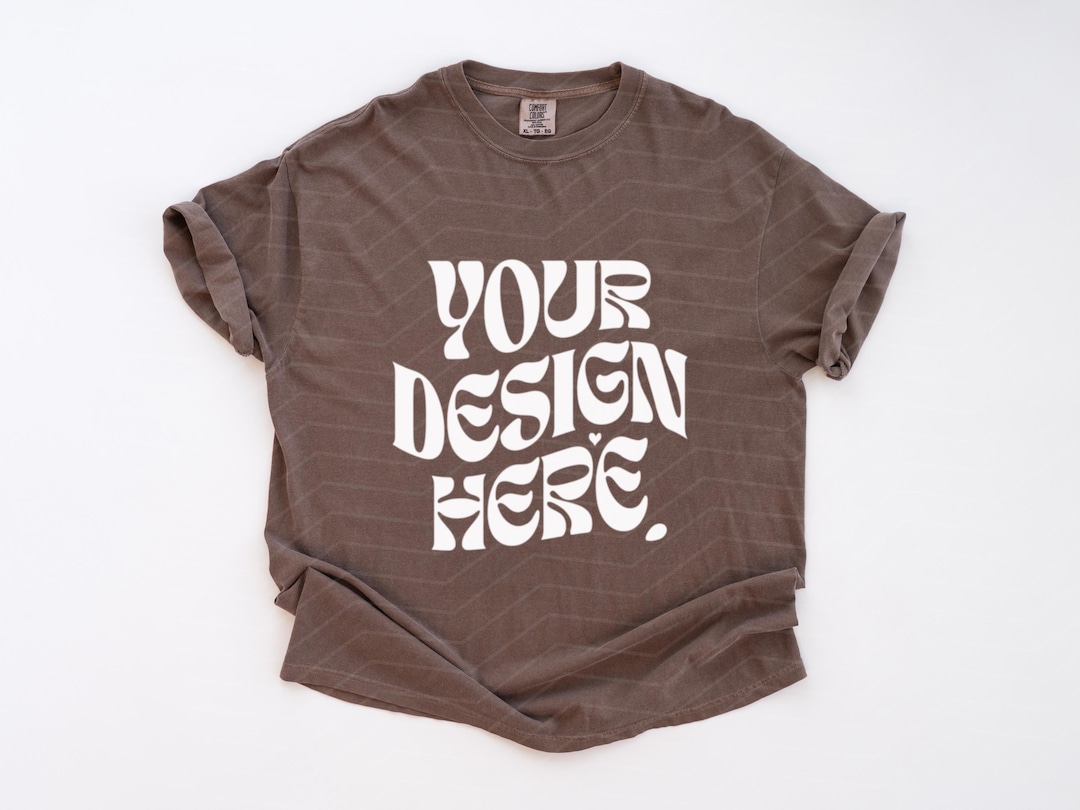 Comfort Colors 1717 Espresso Mockup Espresso C1717 Shirt Flat Lay