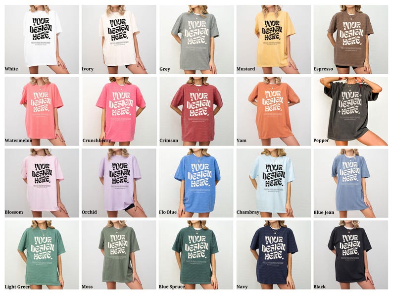 Comfort Colors Mockup Bundle C1717 Mockup Bundle Pepper C1717 Elfenbenssvart Mockup Överdimensionerad Mockup CC-modell Mockup Moss Mockup Blossom Yam bild 3