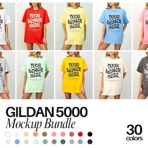 Gildan 5000 Mockup Bundle Model Mockup Bundle 5000 Bundle Shirt Mockup White Mockup Front Back Oversized Mockup Natural Gildan 5000 Mockup