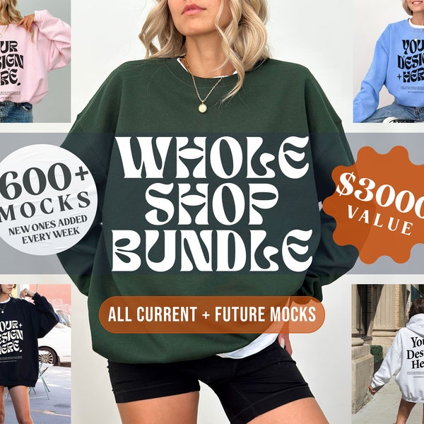 Gesamter Shop-Mockup-Bundle Gesamter Shop-Bundle Voller Zugriff Future Shop-Pass Bella Canvas-Bundle Gildan Bundle Comfort Colors-Bundle Male Bundle