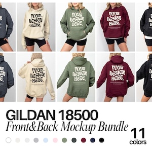 Front and Back Gildan 18500 Mockup Bundle Front Back Hoodie Mockup Bundle Black White Mock Print on Back Oversized Hoodie Whole Shop Bundle