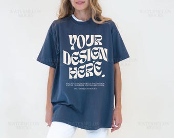 Comfort Colors Mockup Denim Mockup C1717 Denim Mockup Oversized Tshirt Model Mockup Denim C1717 Mockup Blue T-Shirt Mock Denim 1717 Mockup