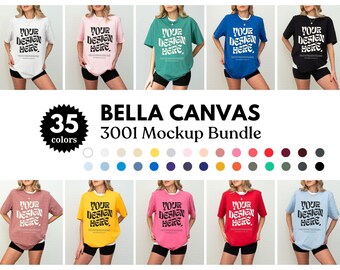 Maqueta de camiseta Bella Canvas 3001 en 35 colores Maqueta de camiseta Bella Canvas 3001 Maqueta de camiseta de gran tamaño Maqueta de Bella modelo 3001