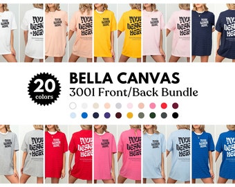 Przód i tył Bella Canvas 3001 T-shirt 3001 Przód i tył Pakiet makiet Bella Canvas 3001 Koszulka Oversized Model makiet 3001 Pakiet makiet