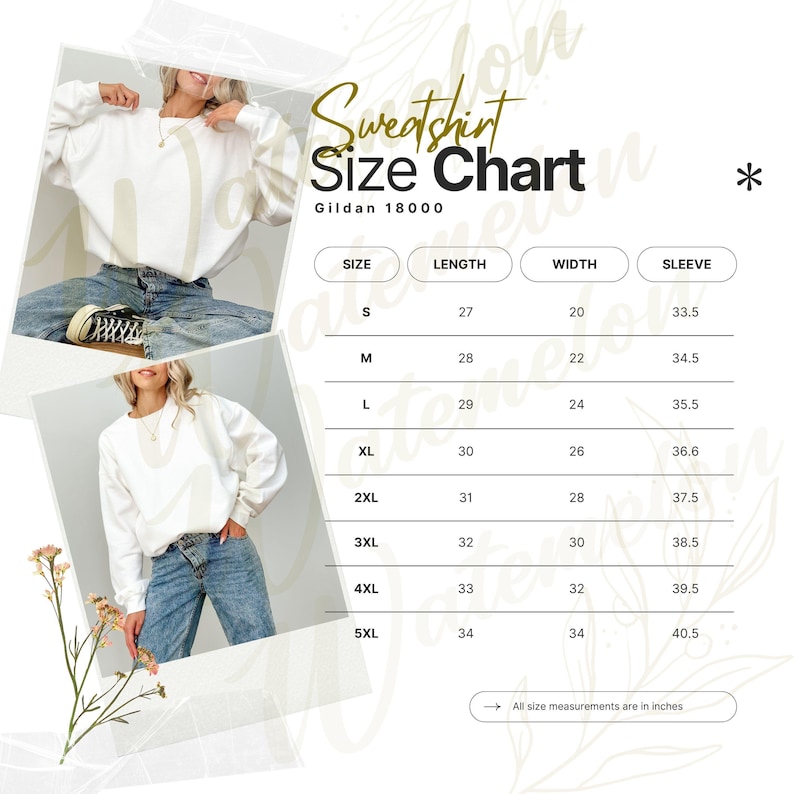 Size Chart Gildan CC1717 Mockup Tshirt Sizing Guide in Inches Unisex Size Chart Unisex Sizing Model Mock up Unisex Tee Size Chart Bundle image 6