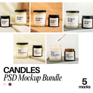 Candle Mockup Bundle 4 oz Candle Soy Clear Candle Printify Candle 9oz Mockup Aesthetic Soy Candle Mockup Amber Glass Candle Mockup Bundle