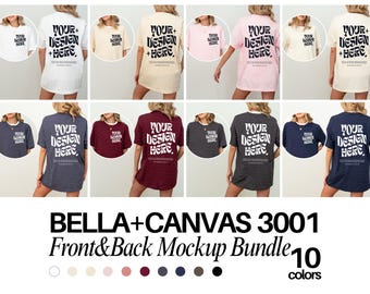 Przód i tył Bella Canvas 3001 T-shirt 3001 Przód i tył Pakiet makiet Bella Canvas 3001 Koszulka Oversized Model makiet 3001 Pakiet makiet