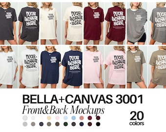 Przód i tył Bella Canvas 3001 T-shirt 3001 Przód i tył Pakiet makiet Bella Canvas 3001 Koszulka Oversized Model makiet 3001 Pakiet makiet