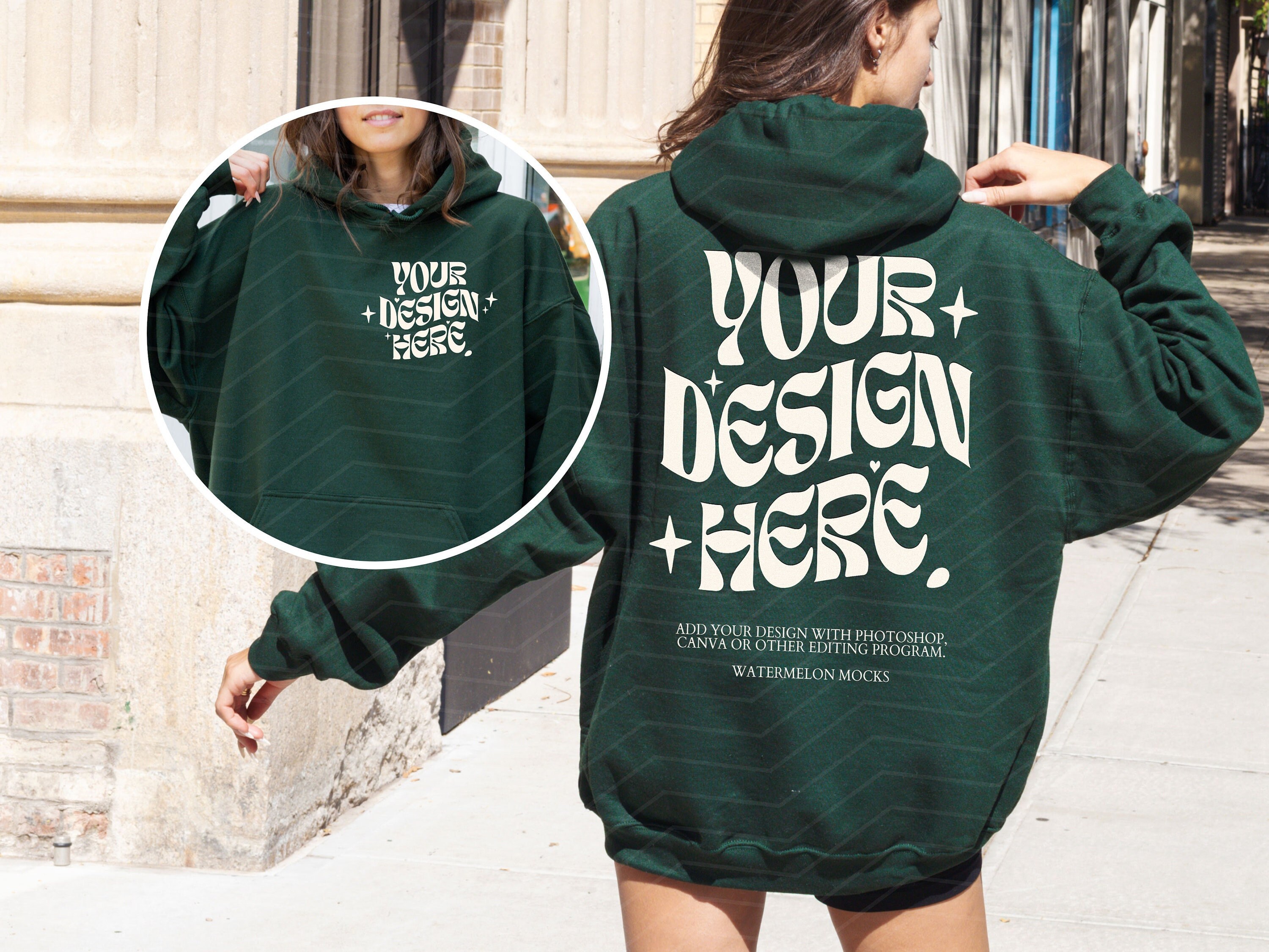 Front Back Gildan 18500 Front and Back Green Mockup Green Hoodie