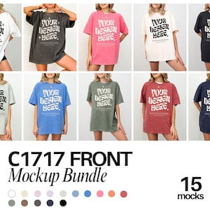 Lot de maquettes de t-shirts sur le devant de Comfort Colors 1717