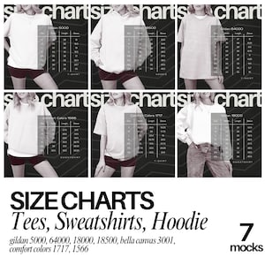 Größentabelle Gildan CC1717 Mockup Tshirt Sizing Guide in Zoll Unisex Größentabelle Unisex Sizing Model Mock up Unisex T-Shirt Size Chart Bundle